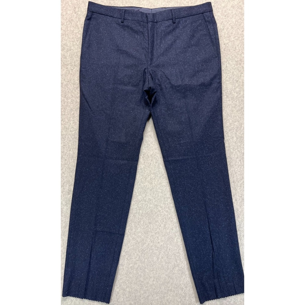 Boss Hugo Boss Mens Slim Fit Modern Dress Pants Blue Speckled Flat Front 38R